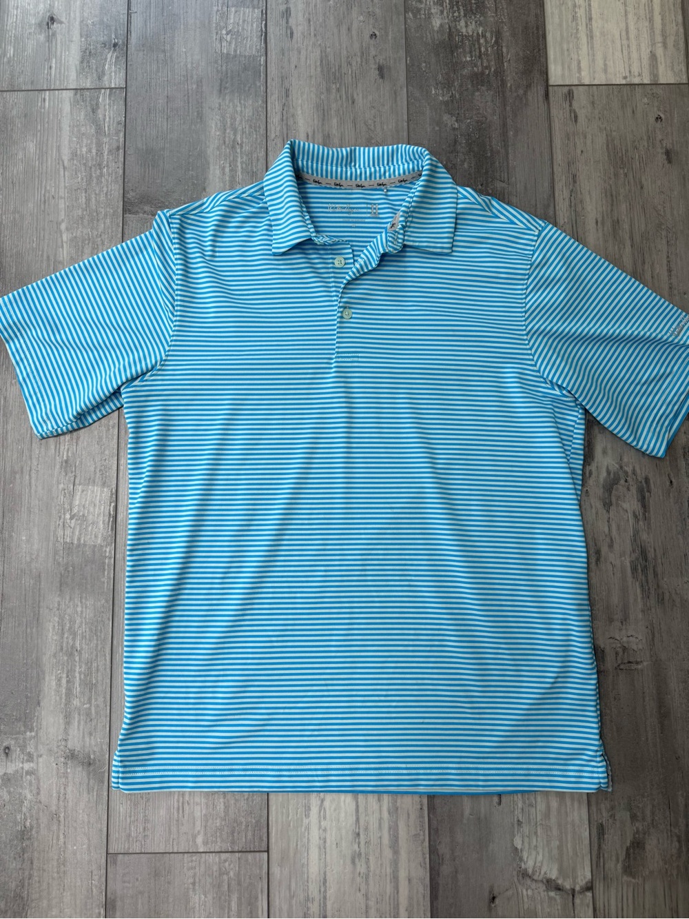 Walter Hagen 11 Majors Golf Polo Shirt Blue White Stripe Men's Medium